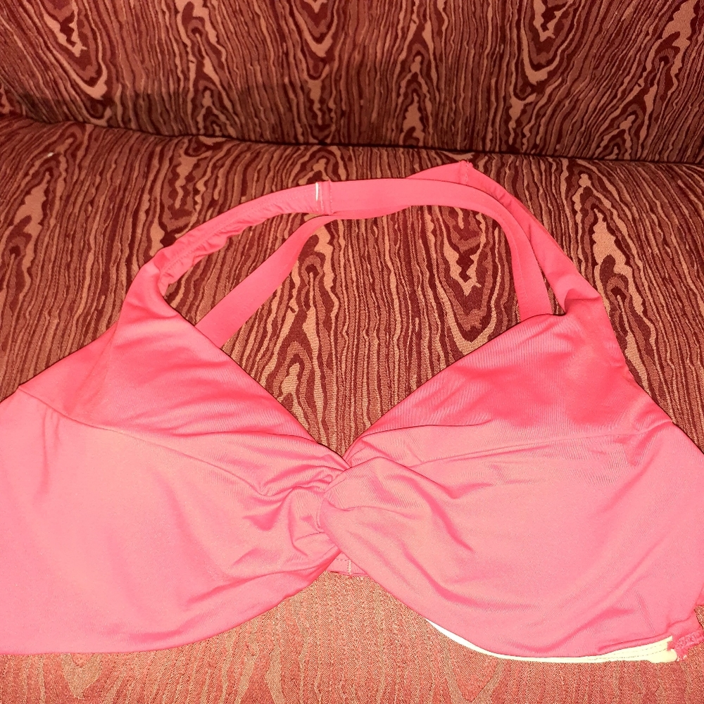 NORDSTROM BIKINI TOP REDISH CROSS BACK OR SHOULDERS WIRED SOLID NWT